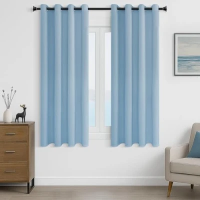 Immagine di MRTREES 2 Pezzi Tende Oscuranti per Interni Isolanti Termiche con Occhielli Moderne Coprenti Tinta Unita Camera da Letto e Soggiorno Elegante Corto 117x167 CM Blu Cielo