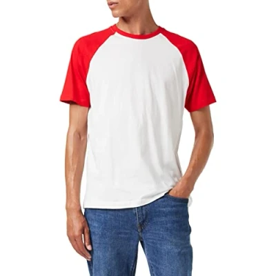 Immagine di Build Your Brand Raglan Contrast Tee Maglietta, Bianco/Rosso, L Uomo