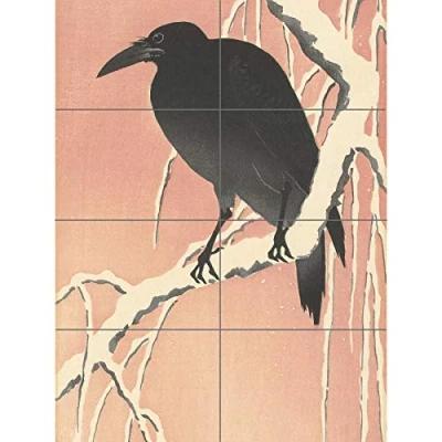 Immagine di Artery8 Ohara Koson Crow On Snowy Branch Japanese Painting XL Giant Panel Poster (8 Sections) Neve giapponese Pittura Manifesto