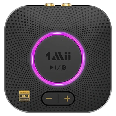 Immagine di 1Mii B06S+ Ricevitore Bluetooth 5.2 HiFi, Hi Res LDAC Adattatore Audio con Jack AUX 3.5mm e RCA, aptX Bassa Latenza, 100ft Lungo Raggio Controllo Volume per Home Audio/PC