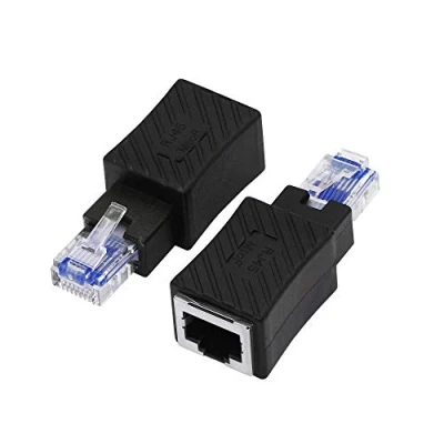 Immagine di YACSEJAO adattatore Ethernet RJ45 Cat5e / Cat6 ， 2Pack 90 gradi 8P8C Supporto ad angolo retto maschio femmina (Adattatore Ethernet)