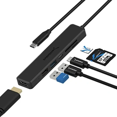 Immagine di SABRENT Hub USB C Multipresa [6 porte] con 4K HDMI Tipo PD (60W) 3.2 Gen 1 Porta 2.0 Lettore SD/microSD (HB TC6C)