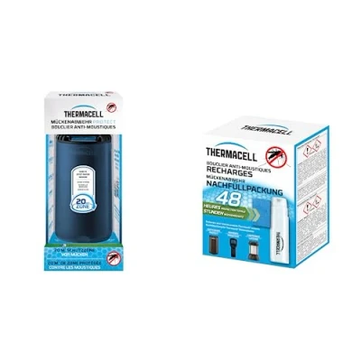 Immagine di Thermacell Confezione diffusore blu + ricarica 48 ore Fino a 60 di utilizzo Anti zanzara e Tigri Area protezione 20 m² Effetto rapido Inodore THPATIOBLERECHA