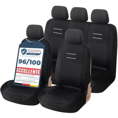 Immagine di Upgrade4cars Coprisedili Auto Universale Nero Set Copri sedile Universali per Anteriori e Posteriori