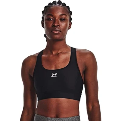 Immagine di Under Armour UA HG MID Padless Reggiseno sportivo con sostegno medio, Donna, Taglia: Medium, Black/white