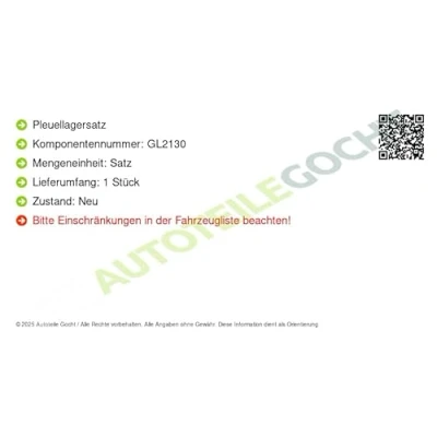 Immagine di KOLBENSCHMIDT CB 1450A STD Kit bronzine di biella TOYOTA: Yaris I Hatchback (P1) 1.0 1999 2005