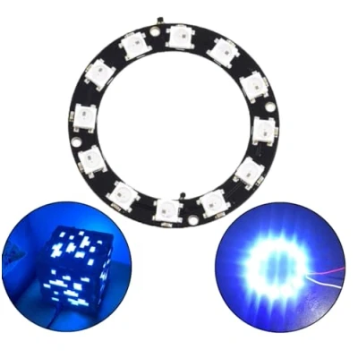 Immagine di DollaTek Lampada ad Anello a LED RGB 12 Bit WS2812 5050 con Controller integrati