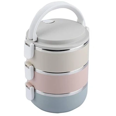 Immagine di Solomi Bento Box Lunch, Termico Scatola pranzo Box, Portatile in Acciaio Inox Lunch (3 Tipi) Layers)
