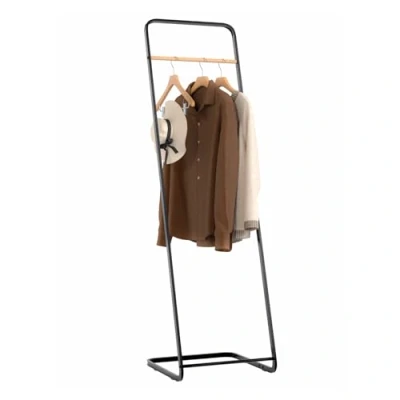 Immagine di WOLTU Stand Appendiabiti a Terra Attaccapanni Portabiti da Ingresso Scaffale Moderno in Metallo Nero SR0078