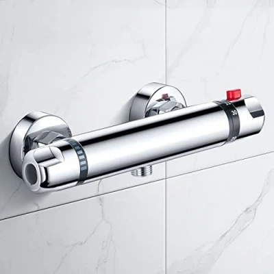 Immagine di Miscelatore Termostatico per Doccia, Rubinetto Doccia di Pulsante Sicurezza, Valvola Termostatica Moderna Cromata (Rubinetto Vasca 1)