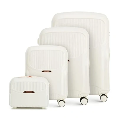 Immagine di WITTCHEN Lady 2 line Set di 4 Valigie (S+M+L+ Beauty case) da viaggio moderne in policarbonato con ruote piroettanti Lucchetto a combinazione TSA Manico telescopico Crema