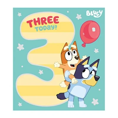 Immagine di Danilo Promotions Bluey Age 3 Biglietto di compleanno Ufficiale, Felice, Colore in cartoncino