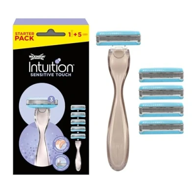 Immagine di Wilkinson Sword rasoio Intuition Sensitive Touch Confezione con 1 + 5 testine di ricarica Formato convenienza trilama per donna