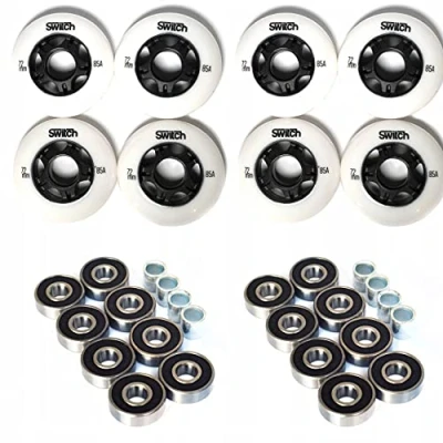 Immagine di Switch Boards Ruote a lama per scooter, confezione da 8 pezzi, 72 mm, 85 A, con cuscinetti ABEC 9