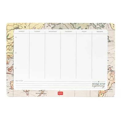 Immagine di Legami Tappetino Mouse &amp; Block Notes, Smart 25x17 cm, in Carta, 80 g/m², Tema Travel, Made Italy, 55 Fogli staccabili, per Note, Appunti, Memo, Ufficio e Casa, Personalizza Scrivania