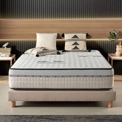 Immagine di Naturalex Materasso a Molle Matrimoniale 160x200 cm Altezza 30 Visco Carbone Semirigido Insacchettate, Blue Latex &amp; Memory, Ergonomico, Anallergico, Ventilato 7 Zone, Oeko Tex