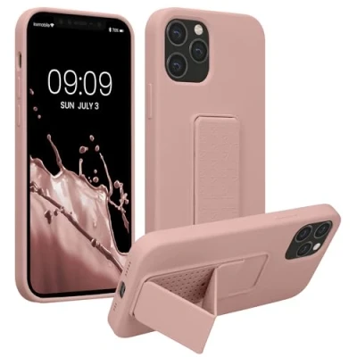 Immagine di kwmobile 1x Custodia Compatibile con Apple iPhone 12 / Pro Cover Supporto Dita Back Case per Smartphone Protezione Gommata rosa antico