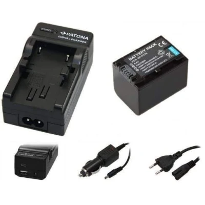 Immagine di Set 2 in 1 per videocamera Sony FDR AX53 Ultra HD Batteria compatibile con NP FV70 (1500 mAh) + caricatore 4 (per USB, microUSB, 220 V e auto) display PATONA