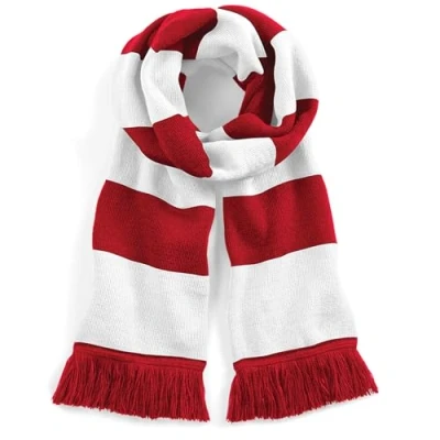 Immagine di Beechfield stadio Sciarpa A strisce squadrainverno luminosa colori accessorio Classico Rosso/Bianco