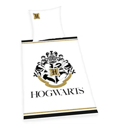 Immagine di Herding DISNEY HARRY POTTER Set di Biancheria da Letto, Con dettagli dorati, Reversibile, Copripiumino 135 x 200 cm, Federa 80 Cotone Renforcé