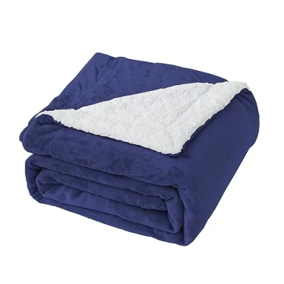 Immagine di Good Nite Coperta reversibile in pile Sherpa, 150 x 200 cm, soffice e calda, per casa viaggi (blu navy, matrimoniale)