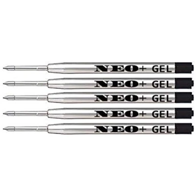 Immagine di Ricariche per penna in metallo GEL a sfera di qualità, economiche ma lunga durata, 5 pezzi, punta fine 0,5 mm, INCHIOSTRO nero. Compatibile con la Parker. Ricarica G2 Style (5 x NERO)