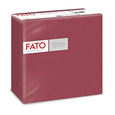 Immagine di Fato, Tovaglioli in Carta a secco, Airlaid, Effetto Tessuto, Confezione da 50 tovaglioli, Formato 40x40 piegato 4, Decoro Shade Bordeaux