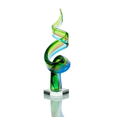 Immagine di Designer scultura grande in vetro Design farbliche accenti blu e verde di altissima qualità fatto a mano esclusivo pezzo unico