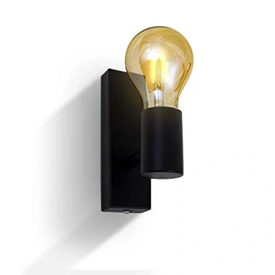 Immagine di B.K.Licht Lampada da parete orientabile in metallo nero, adatta per 1 lampadina E27 non inclusa max. 60W, applique muro salotto o sala, faretto stile industriale entrata scale IP20