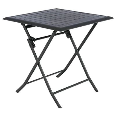 Immagine di Hespéride Tavolo da giardino quadrato pieghevole Azua graphite a 2 posti in alluminio trattato con polveri epossidiche