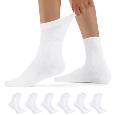 Immagine di YouShow Calzini Uomo Donna 6 Paia Diabetici Socks senza Elastico Cotone Bianco 39 42