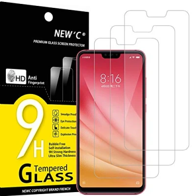 Immagine di NEW&#039;C 3 Pezzi, Vetro Temperato per Xiaomi Mi 8 Lite, Pellicola Prottetiva Anti Graffio, Impronte, Senza Bolle, Durezza 9H, 0,33mm Ultra Trasparente, Resistente