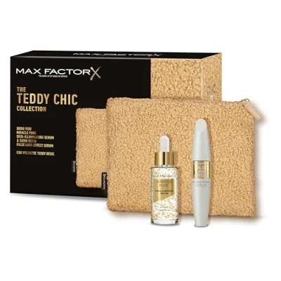 Immagine di Max Factor, Cofanetto Regalo Donna teddy Chic, Pochette in morbido tessuto con Miracle Pure Serum + False Lash Effect
