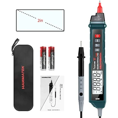 Immagine di Multimetro Digitale Portatile, HANMATEK DM10 senza Contatto a Display LCD Retroilluminato, Automatica Misurazione di Voltmetro/Resistenza AC/DC/Diodo/Frequenza, Conservazione Dati, LED, NCV