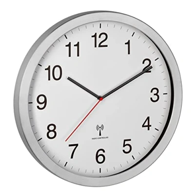 Immagine di TFA Dostmann 60.3545.02 Radiocontrollato Orologio da parete 400 mm x 50 Argento Display grande