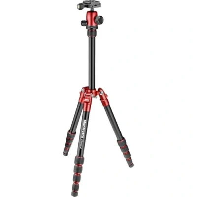 Immagine di Manfrotto Element Traveller Kit treppiede piccolo in alluminio a 5 sezioni con testa sfera, elemento piccolo, 143 cm, rosso
