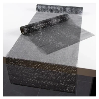 Immagine di com four® 2X Runner da Tavolo Natalizio Nastro Decorativo con Motivo Decorazione per Natale 30 x 500 cm [la Selezione Varia] (2 Pezzi Nero/Color Argento)