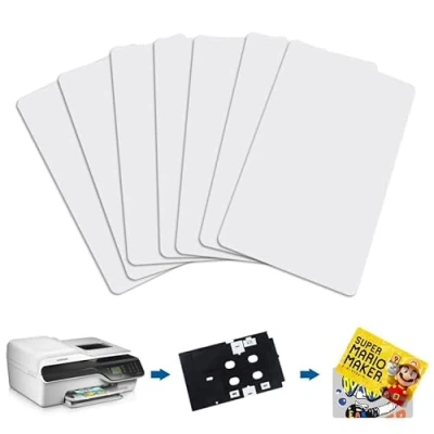 Immagine di 10 X Carte a Getto d&#039;inchiostro in PVC NFC Con Chip NXP NTAG215 Compatibile Stampanti Epson e Canon, Scheda Bianco CR80 30MIL, Amiibo TagMo TimesKey