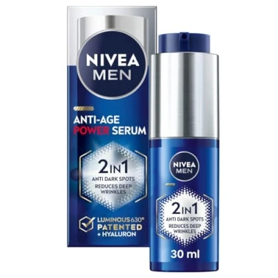 Immagine di NIVEA MEN Anti Age 2in1 Power Serum (30ml), siero idratante con Luminous 630 e acido ialuronico, riduce le rughe profonde macchie scure per una pelle dall&#039;aspetto più giovane