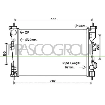Immagine di PRASCO AA344R001 Radiatore motore Alluminio 610 405 26 con giunti rapidi ALFA ROMEO: Giulietta Hatchback