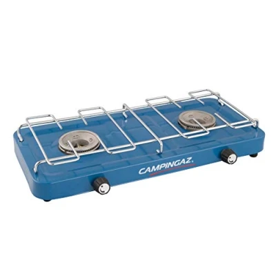 Immagine di Campingaz Base Camp, varie possibilità di cottura con 2 piastre, fornello a gas fiamme potenza x 1600 watt, unisex adulto, blu, taglia unica