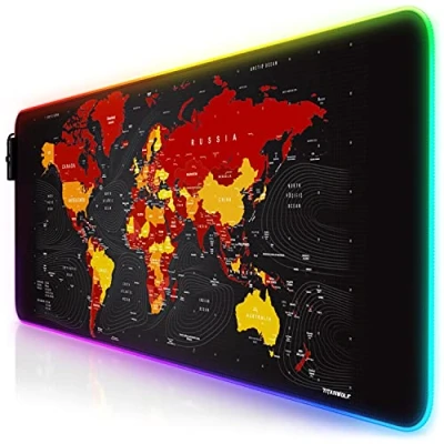 Immagine di TITANWOLF RGB Tappetino per Mouse da Gioco XXL Pad Gaming 800x300mm 11 LED Colori e Effetti di Luce Precisione velocità Lato Inferiore gommato Lavabile Computer PC Laptop