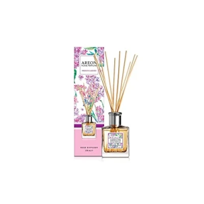 Immagine di AREON French Garden Diffusore a bastoncini, 150 ml, trasparente con accenti argentati, include 10 bastoncini in rattan