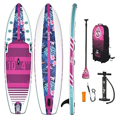 Immagine di Skiffo SUP Stand Up Paddle Gonfiabile Elle 10&#039;4 PB SXX104C Tavola Dropstitch Pacchetto Pagaia, Leash, Pompa e Borsa da Trasporto Fino a 120kg 236l 315x79x13cm