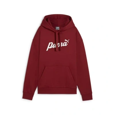 Immagine di Puma Script Hoodie Felpa con cappuccio, Donna, Taglia: Medium, Intense red/white rubber