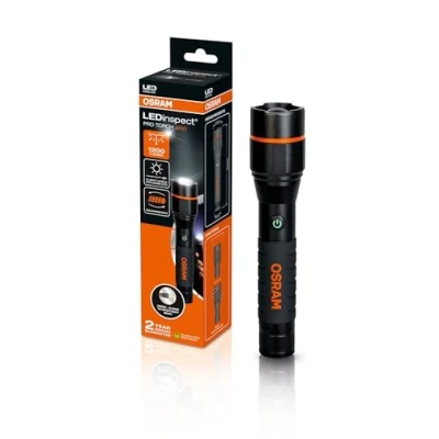 Immagine di OSRAM LEDinspect PRO TORCH 1200, torcia di ispezione a LED ricaricabile, funzione zoom, luminosità 1200 lm, 6000K, 5 modalità illuminazione