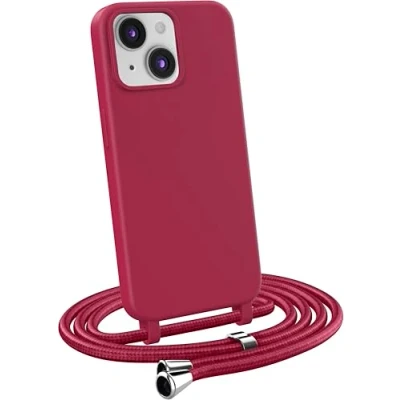 Immagine di MyGadget Cover per iPhone 15 Custodia con Corda Case Cordino Opaca Antiurto/Bumper Laccio/Tracolla Practical Stylish Collo Bordeaux