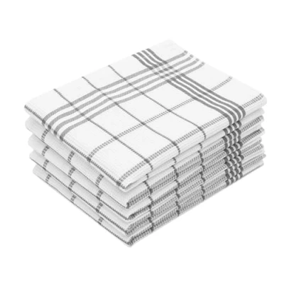 Immagine di ZOLLNER 5 strofinacci a piquè canovacci in cotone 50x70 cm assorbenti e di lunga durata lavabili 60C quadretti bianchi gialli certificato OEKO TEX (R)