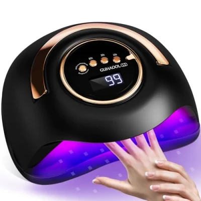 Immagine di GUHAOOL Lampada unghie UV LED, 180W Fornetto Può Curare Rapidamente, con 4 Timer 10s/30s/60s/99s,Sensore Di Avvio Automatico, LCD Display per Gel Nail Polish Light, Nero