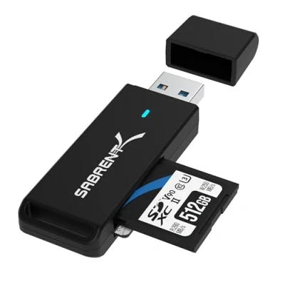 Immagine di SABRENT Chiavetta USB Lettore micro SD, schede SD 3.2 Gen 1, Adattatore di memoria SD/flash cards per PC, Macbook PRO ecc, supporta MMC/TF/SDXC/SDHC/Micro SDHC/Micro SDXC (CR T2MS)